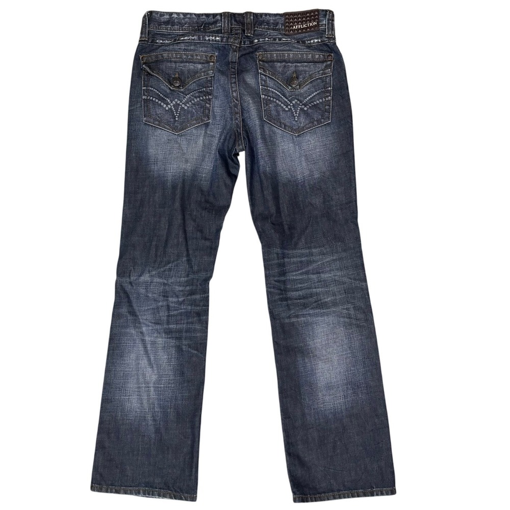 Affliction Los Angeles Cooper Relaxed Bootcut Jeans Denim‎ Distressed Mens 34